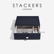 画像4: 【STACKERS】クラシック　ドロワー　ジュエリーケース ３sec  ディープ ネイビーペブル　Navy Pebble 引き出し　スタッカーズ (4)