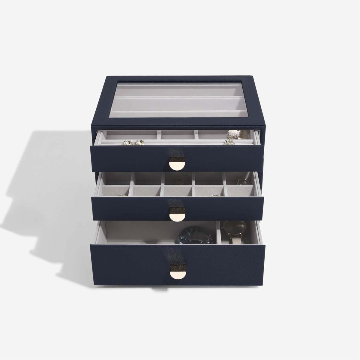 画像7: 【STACKERS】クラシック ドロワー ジュエリーケース  リッド Lid  ネイビーペブル Navy Pebble 天窓 引き出し スタッカーズ (7)