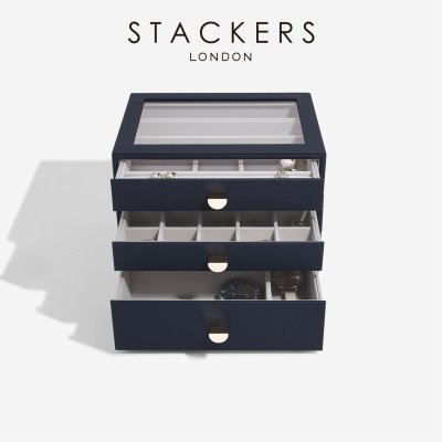 画像3: 【STACKERS】クラシック ドロワージュエリーボックス 選べる3個セット ネイビーペブル　Navy Pebble スタッカーズ