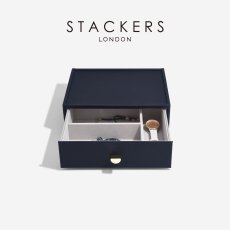 画像1: 【STACKERS】クラシック　ドロワー　ジュエリーケース ３sec  ディープ ネイビーペブル　Navy Pebble 引き出し　スタッカーズ (1)