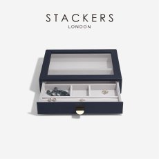 画像1: 【STACKERS】クラシック　ドロワー　ジュエリーケース 　リッド　Lid  ネイビー  紺　天窓　引き出し　スタッカーズ (1)