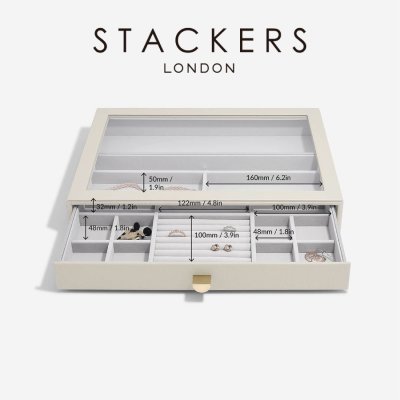 画像3: 【STACKERS】スーパーサイズ　ドロワー　グラス　リッド Glass Lid　ジュエリーケース  オートミール Oatmeal スタッカーズ