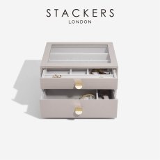 画像1: 【STACKERS】クラシック ドロワージュエリーボックス 選べる2個セット トープ　グレージュ Taupe 引き出し　ガラス スタッカーズ ロンドン イギリス (1)