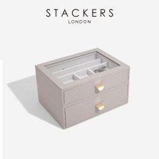 画像2: 【STACKERS】クラシック ドロワージュエリーボックス 選べる2個セット トープ　グレージュ Taupe 引き出し　ガラス スタッカーズ ロンドン イギリス (2)