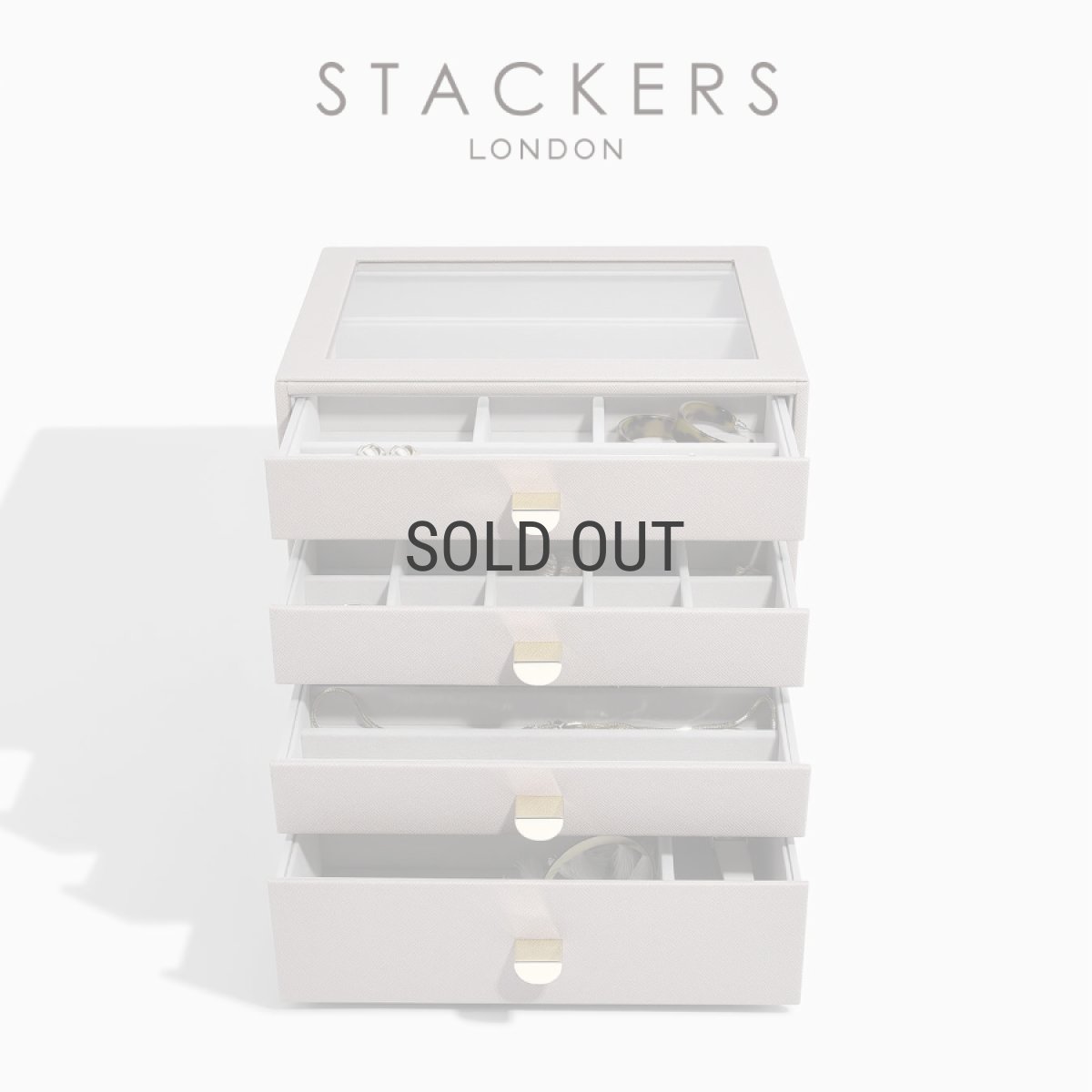 画像1: 【STACKERS】クラシック ドロワージュエリーボックス 選べる4個セット トープ　グレージュ Taupe 引き出し　ガラス スタッカーズ ロンドン イギリス (1)