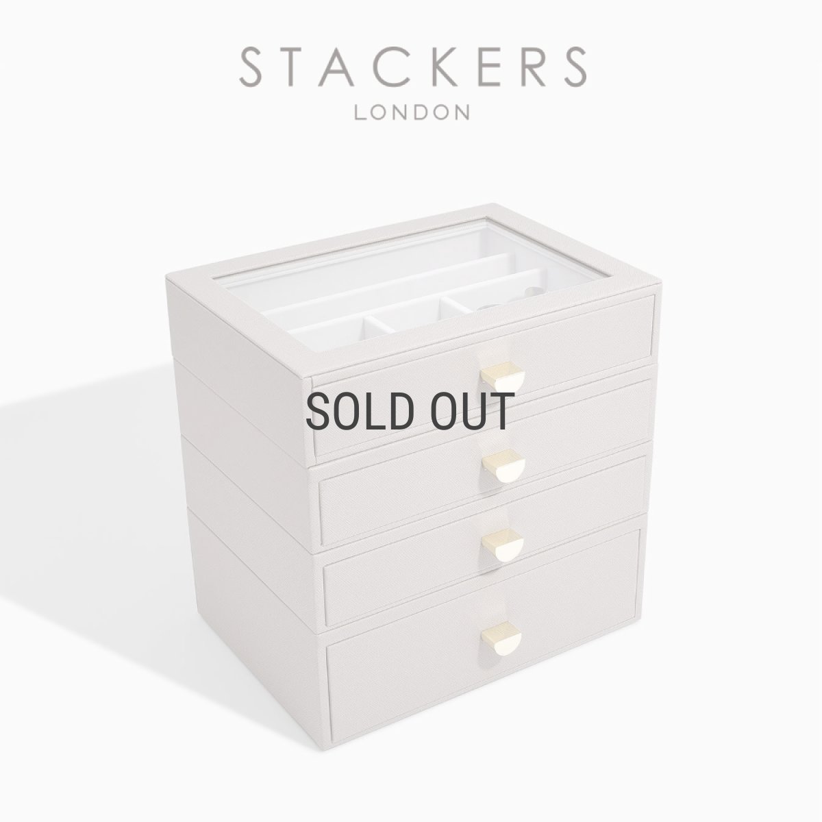 画像2: 【STACKERS】クラシック ドロワージュエリーボックス 選べる4個セット トープ　グレージュ Taupe 引き出し　ガラス スタッカーズ ロンドン イギリス (2)