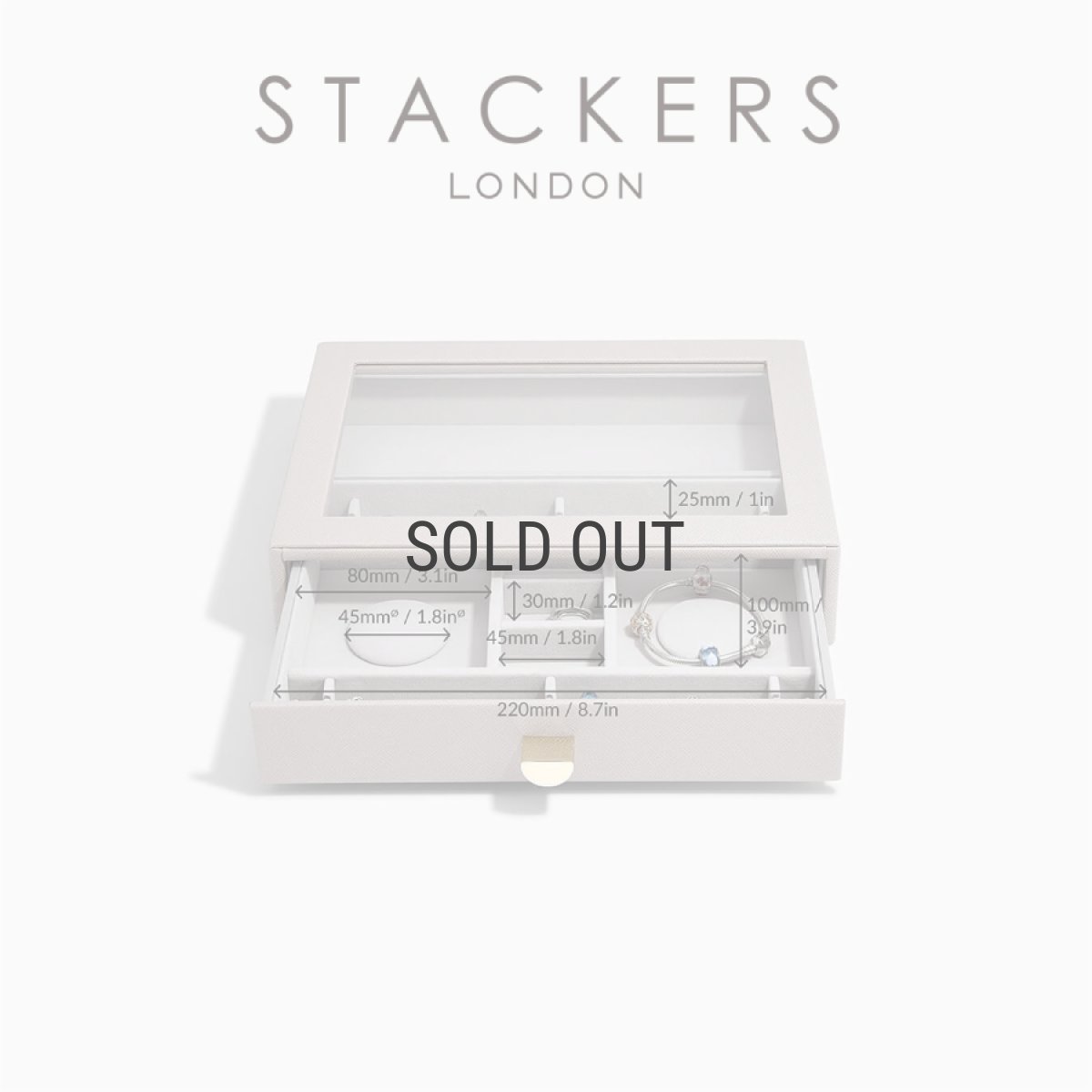画像14: 【STACKERS】クラシック　ドロワー　グラス　リッド　（ガラス天窓）　チャーム　ジュエリーケース 　 トープ　グレージュ Taupe  Charm Lid  ジュエリーボックス　引き出し　スタッカーズ　ロンドン　UK (14)