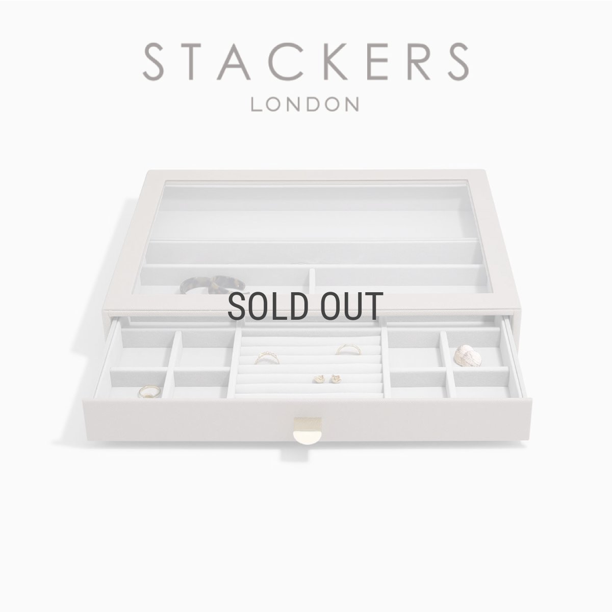 画像1: 【STACKERS】スーパーサイズ　ドロワー　グラス　リッド Glass Lid　ジュエリーケース　トープ グレージュ　Taupe スタッカーズ (1)