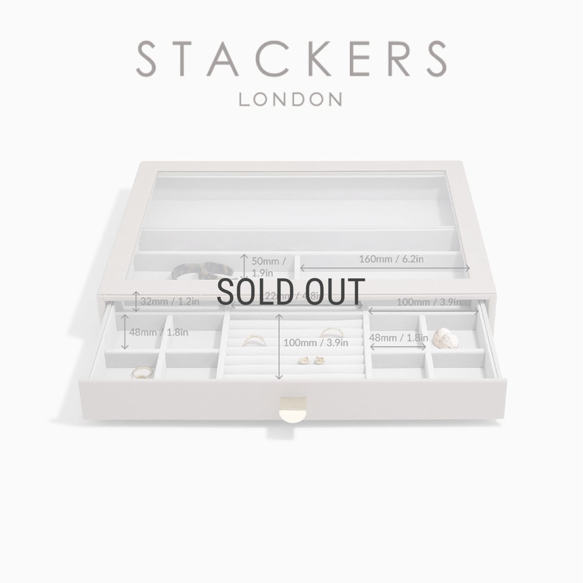 画像11: 【STACKERS】スーパーサイズ　ドロワー　グラス　リッド Glass Lid　ジュエリーケース　トープ グレージュ　Taupe スタッカーズ (11)