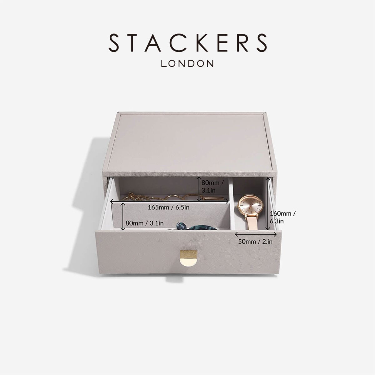 画像3: 【STACKERS】クラシック ドロワー ジュエリーケース 3sec  ディープ トープ グレージュ Taupe  引き出し スタッカーズ (3)