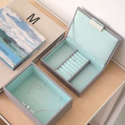 画像1: 【STACKERS】ミニ ジュエリーボックス 選べる 3set 3個セット グレー＆ミント DoveGrey＆Mint スタッカーズ　ロンドン　UK