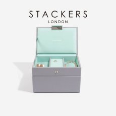 画像1: 【STACKERS】ミニ ジュエリーボックス 2個セット 2set  グレー＆ミント Dove Grey & Mint スタッカーズ (1)