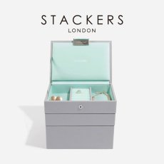 画像1: 【STACKERS】ミニ ジュエリーボックス 選べる 3set 3個セット グレー＆ミント DoveGrey＆Mint スタッカーズ　ロンドン　UK (1)