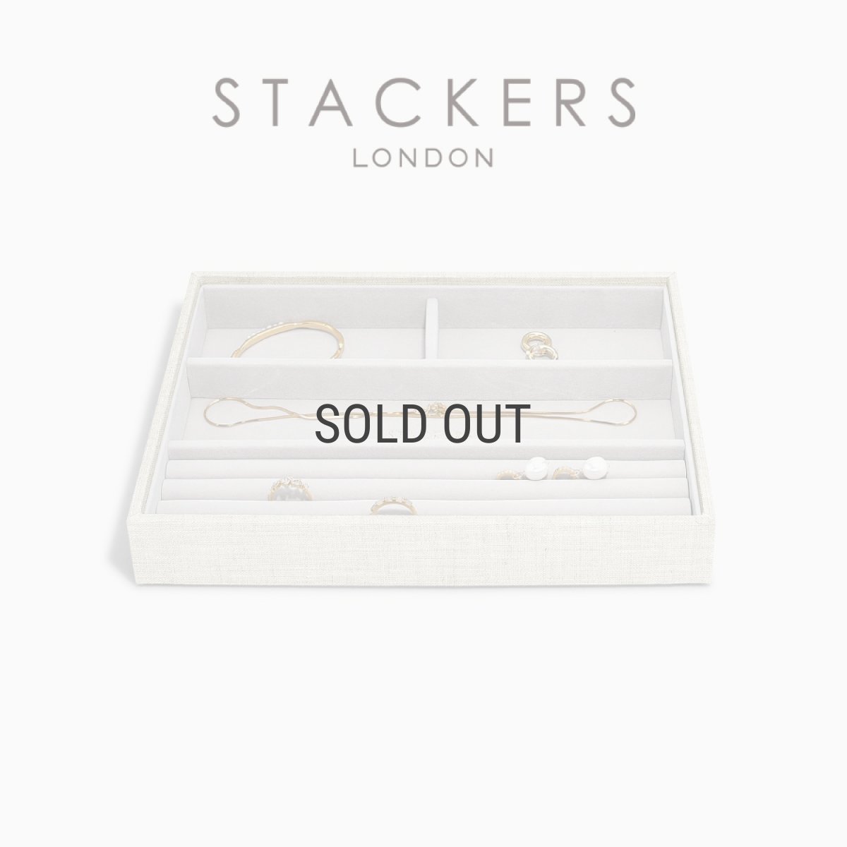 画像1: 【STACKERS】クラシック ジュエリーボックス 4sec リネン・オートミール Linen/Oatmeal スタッカーズ ロンドン イギリス (1)
