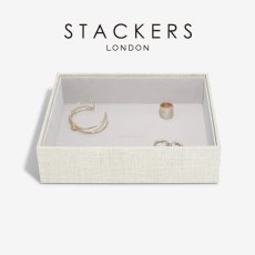 画像1: 【STACKERS】クラシック ジュエリーボックス Open オープン　リネン・オートミール Linen/Oatmeal スタッカーズ ロンドン イギリス (1)