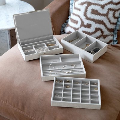 画像1: 【STACKERS】 クラシック ジュエリーボックス Lid レイヤー リネン・オートミール Linen/Oatmeal スタッカーズ ロンドン イギリス