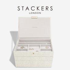 画像1: 【STACKERS】クラシック　ジュエリーボックス 選べる　3個セット  3set リネン・オートミール　Linen/Oatmeal スタッカーズ (1)