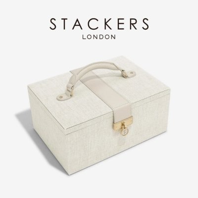 画像1: 【STACKERS】ラグジュアリークラシック ボックス  Luxury Classic  Box 　TwoTone　リネン・オートミール　Linen/Oatmeal 　ジュエリーボックス　スタッカーズ　ロンドン　イギリス