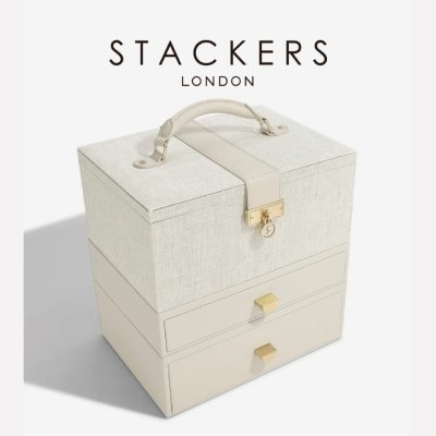画像2: 【STACKERS】ラグジュアリークラシック ボックス  Luxury Classic  Box 　TwoTone　リネン・オートミール　Linen/Oatmeal 　ジュエリーボックス　スタッカーズ　ロンドン　イギリス