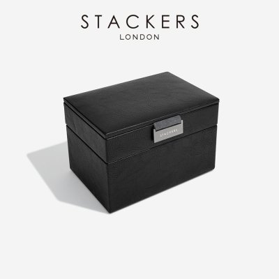 画像1: 【STACKERS】ミニ ジュエリーボックス 2個セット 2set  ブラック Black ウォッチ＆カフスリンク  Watch & Cufflink Box メンズ men's スタッカーズ