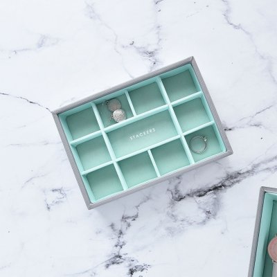 画像1: 【STACKERS】ミニ ジュエリーボックス 11sec  11個仕切り グレー＆ミント Dove Grey & Mint スタッカーズ イギリス ロンドン