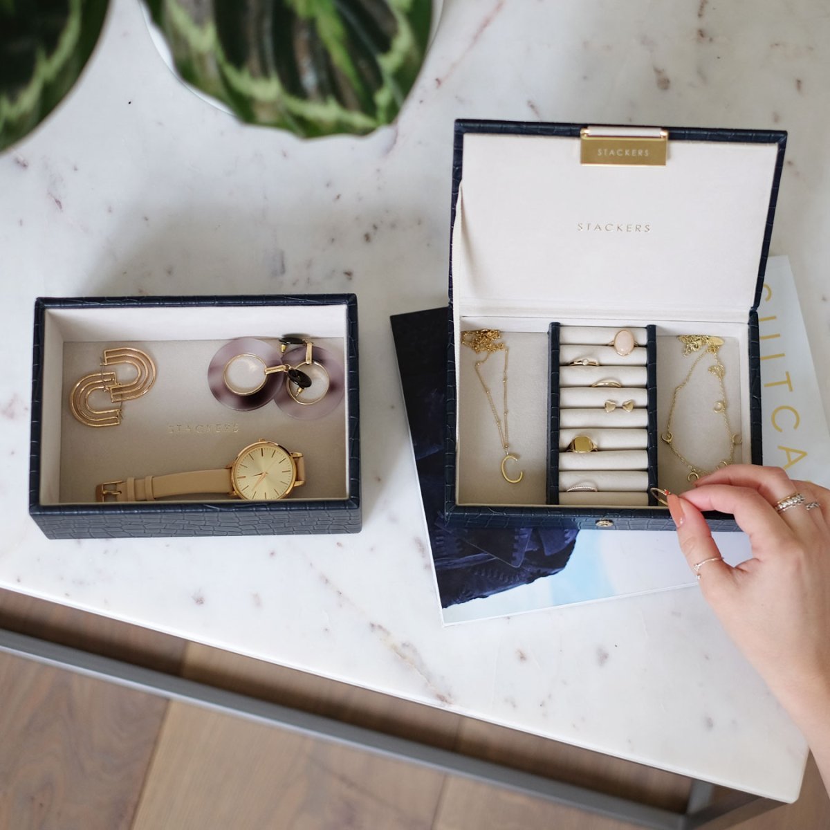 画像14: 【STACKERS】ミニ ジュエリーボックス 選べる2個セット 2set  ネイビークロコ Navy Croc スタッカーズ　イギリス　ロンドン (14)