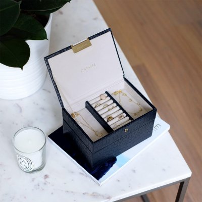 画像2: 【STACKERS】ミニ ジュエリーボックス 11sec  11個仕切り ネイビークロコ Navy Croc スタッカーズ イギリス ロンドン