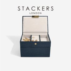 画像1: 【STACKERS】ミニ ジュエリーボックス 選べる2個セット 2set  ネイビークロコ Navy Croc スタッカーズ　イギリス　ロンドン (1)