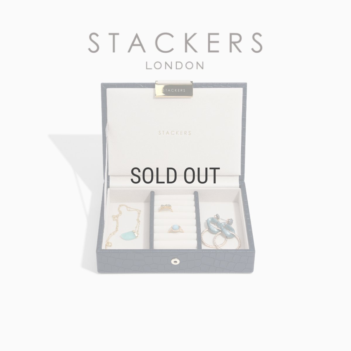 画像1: 【STACKERS】ミニ ジュエリーボックス Lid リッド ネイビークロコ Navy Croc スタッカーズ ロンドン イギリス (1)