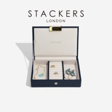画像1: 【STACKERS】ミニ ジュエリーボックス Lid リッド ネイビークロコ Navy Croc スタッカーズ ロンドン イギリス (1)