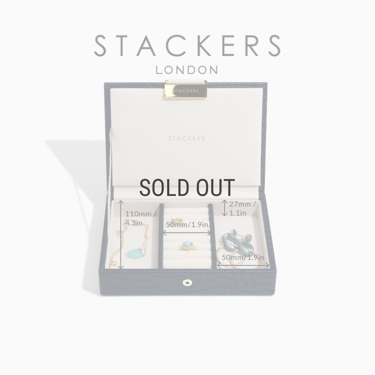 画像3: 【STACKERS】ミニ ジュエリーボックス 選べる2個セット 2set  ネイビークロコ Navy Croc スタッカーズ　イギリス　ロンドン (3)