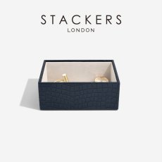 画像1: 【STACKERS】ミニ ジュエリーボックス オープン Open  NavyCroc ネイビークロコ スタッカーズ イギリス ロンドン (1)