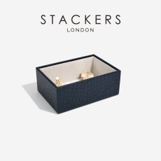 画像2: 【STACKERS】ミニ ジュエリーボックス オープン Open  NavyCroc ネイビークロコ スタッカーズ イギリス ロンドン (2)