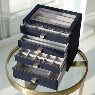 画像3: 【STACKERS】スーパーサイズ　ドロワー　オールインワン　ALL IN ONE　ジュエリーケース ネイビー ペブル Navy　Pebble スタッカーズ