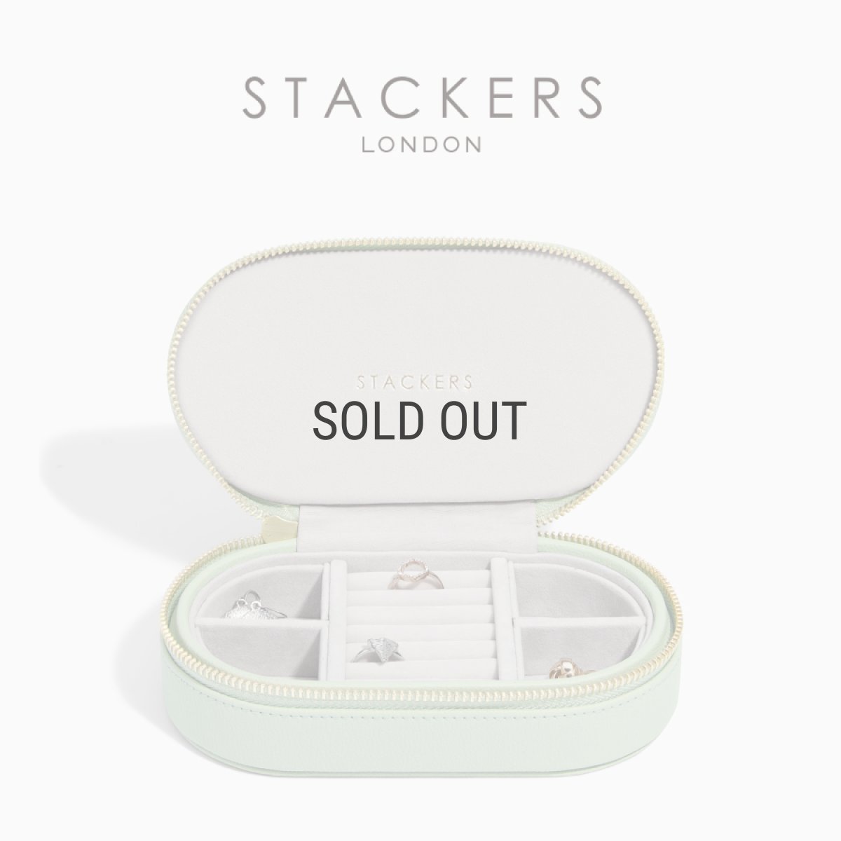 画像1: 【STACKERS】トラベルジュエリーボックス オーバル セージグリーン Sage Green Travel Oval　スタッカーズ　ロンドン　UK (1)