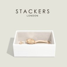 画像1: 【STACKERS】ミニ ジュエリーボックス オープン Open ホワイトクロコ Chalk White Croc Mini Watch & Accessory Layer　スタッカーズ (1)