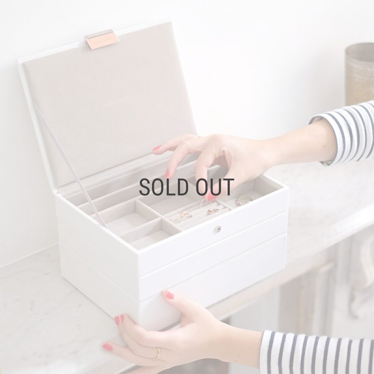 画像3: 【STACKERS】クラシック ジュエリーボックス  Lid リッド　（蓋付ケース） ホワイト&ローズゴールド　White & RoseGold スタッカーズ ロンドン イギリス (3)