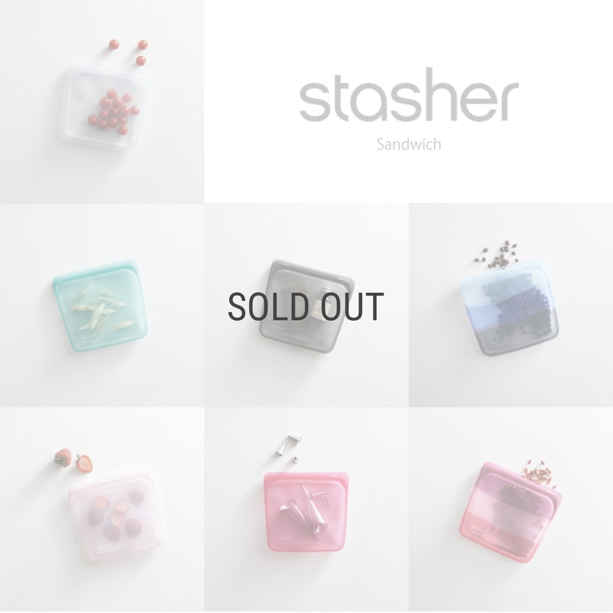 画像1: 【stasher】スタッシャー M サイズ　サンドイッチ sandwich　シリコンバッグ　エコ　サスティナブル　保存用器　保存　再利用　収納　低温調理　レンジ　オーブン　食洗機　　 (1)