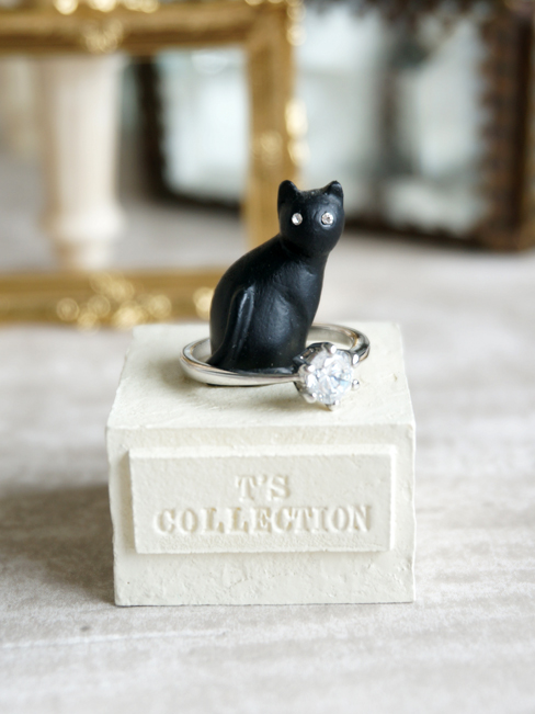 Neco リングスタンド シングル ネコ 正面 黒猫 指輪置き 猫 ねこ キャット Cat ティーズコレクション T S Collection Nature Ave