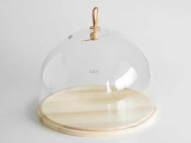 【LSA】IVALO ガラスドーム　320mm/ガラス製/木/ケーキドーム/レザー/DOME&ASH BASE/LSA International  /箱入り/ハンドメイド/ポーランド製