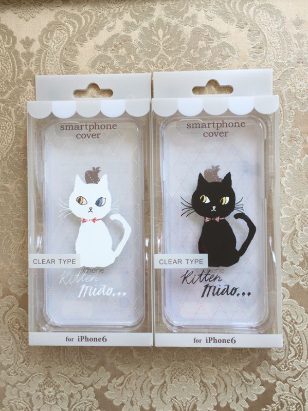 メール便 Dm便対応 Iphoneケース ステッチこねこ ブラック 黒猫 ホワイト 白猫 透明 猫 ネコ キャット Cat 6 6s対応 Nature Ave