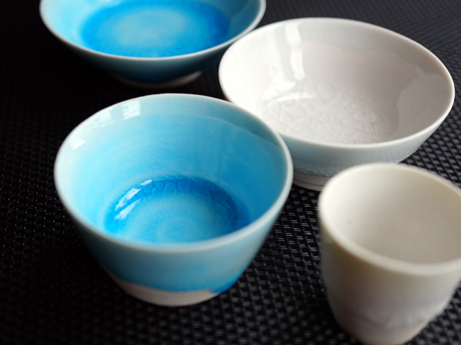 おちょこ 3個セット お猪口 グラデーション スカイブルー 水色 白 酒器 青 世界的に有名な スカイブルー