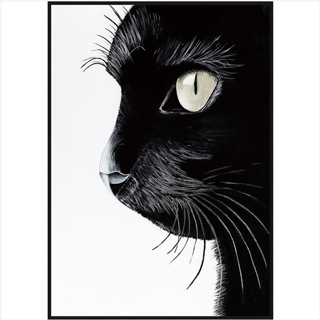 Spice Spice Monochrome Noble Cat 猫 ねこ 黒猫 ブラックキャット 横顔 イラスト 絵 インテリア スパイス Nature Ave