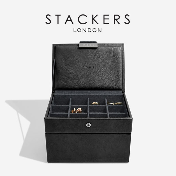 【STACKERS】ミニ ジュエリーボックス 2個セット 2set ブラック Black ウォッチ&カフスリンク Watch & Cufflink Box メンズ men's スタッカーズ
