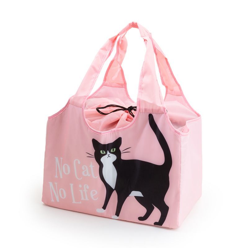 Abeille】Shopping Basket Bag ピンク ハチワレ /猫/黒/クロ猫/クロネコ/エコバッグ/ショッピングバッグ/買い物バッグ /ショッピングバッグ/キャット/cat/猫好き/ Nature Ave.