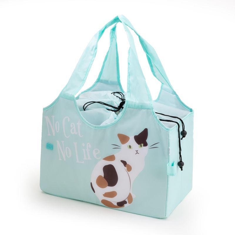 Abeille Shopping Basket Bag ミント ミケ 猫 青 ブルー ミケ猫 エコバッグ ショッピングバッグ 買い物バッグ キャット Cat 猫好き Nature Ave