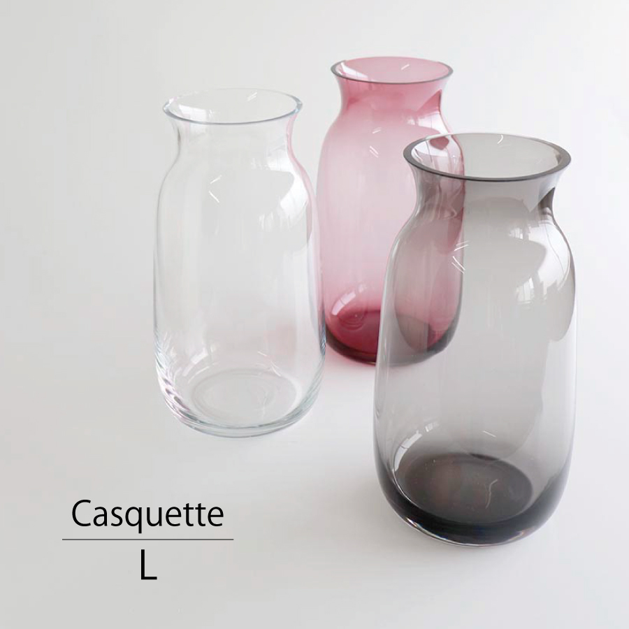 画像1: 【BOB CRAFT】キャスケット　L 　高さ30cm ガラス　フラワーベース　クリア　モーヴピンク　グレイ　花瓶　 (1)