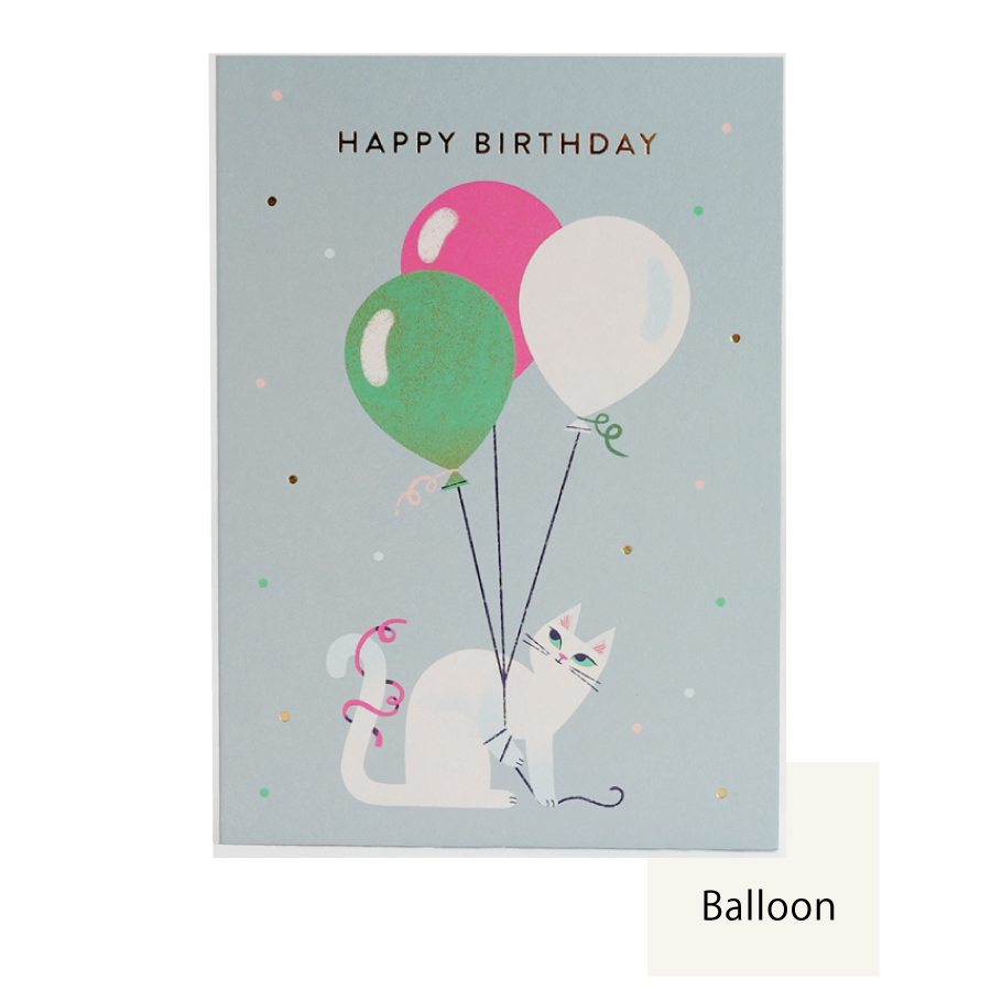 画像4: 【Klang & Kleid】Birthday with cat   猫と誕生日　バースデーカード  箔押しカード　封筒付  誕生日カード　Essi Kimpimaki  Lagom Design  ギフト　約11cm X 15cm　Design in UK 　EU印刷　ネコポス対応 (4)