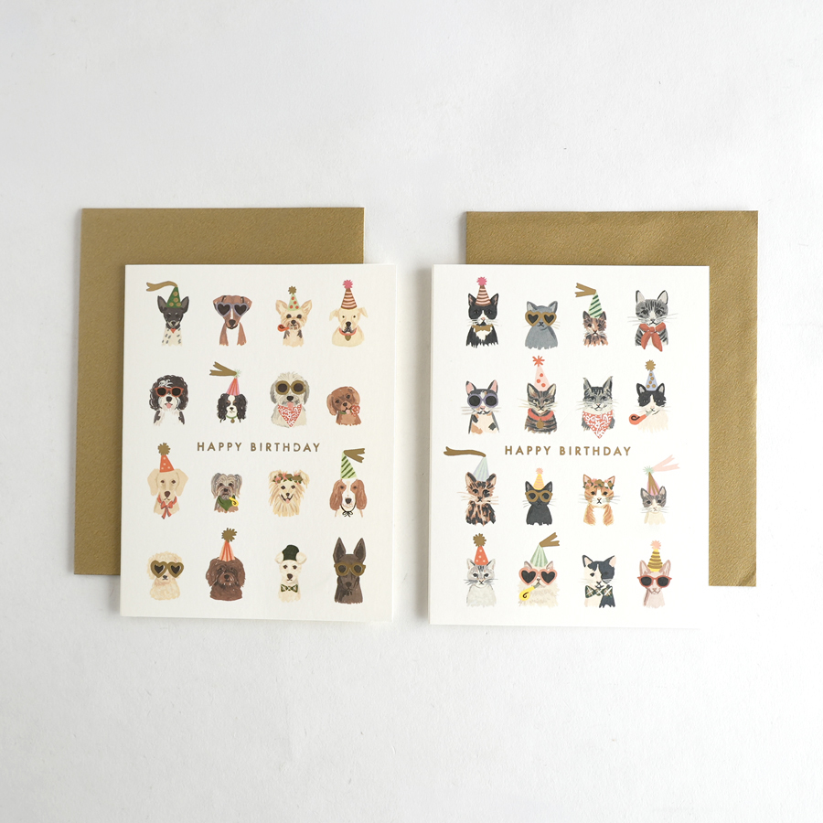画像7: 【Klang&Kleid】Cool Cats & Party Pup　HAPPY BIRTHDAY  クールキャッツ パーティーパップス　バースデーカード  ゴールドの封筒付き　誕生日　（ネコ/Cool Ctas・イヌ/Party Pups）メッセージカード　ヨーロッパ製　箔押し ギフト　約11cm X 14cm　Design in UK 　EU印刷　ネコポス対応 (7)