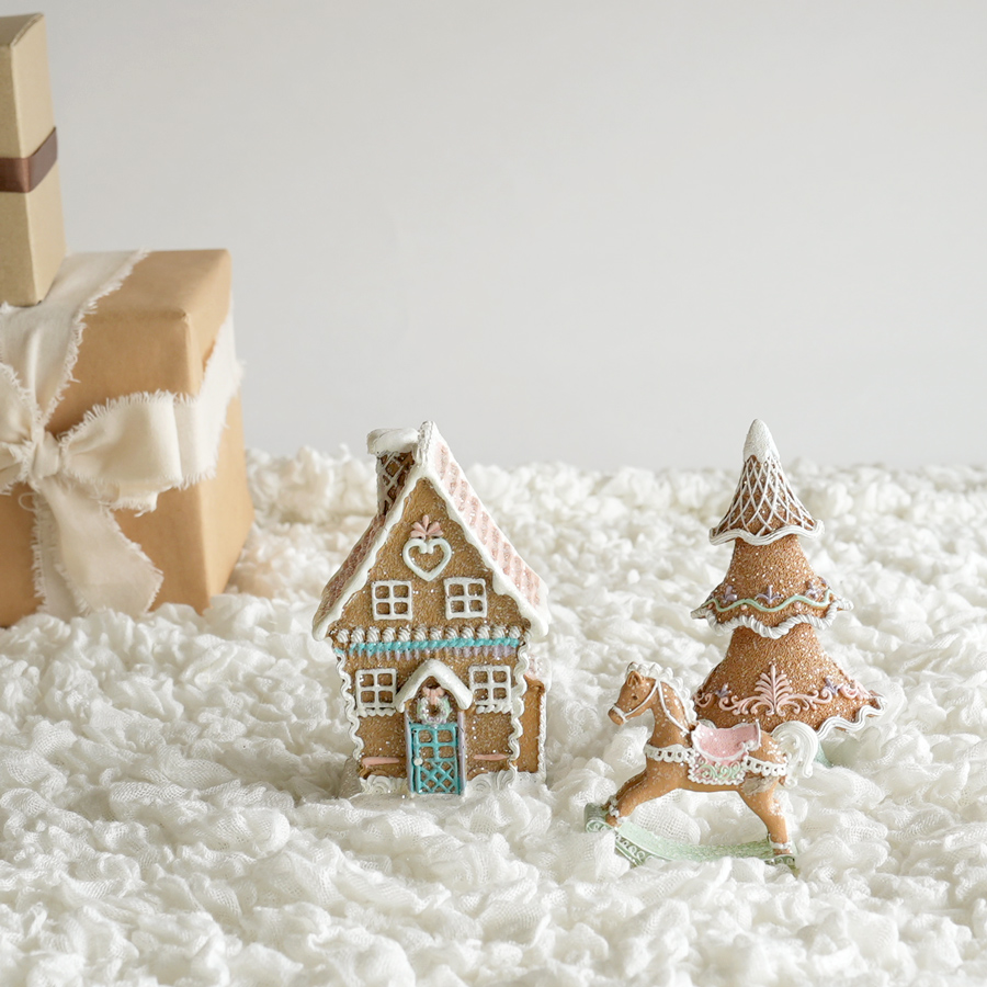 画像1: 【 HM 】ジンジャーブレッド オブジェ 3セット お菓子のお家 ツリー 木馬 ginger bread (1)